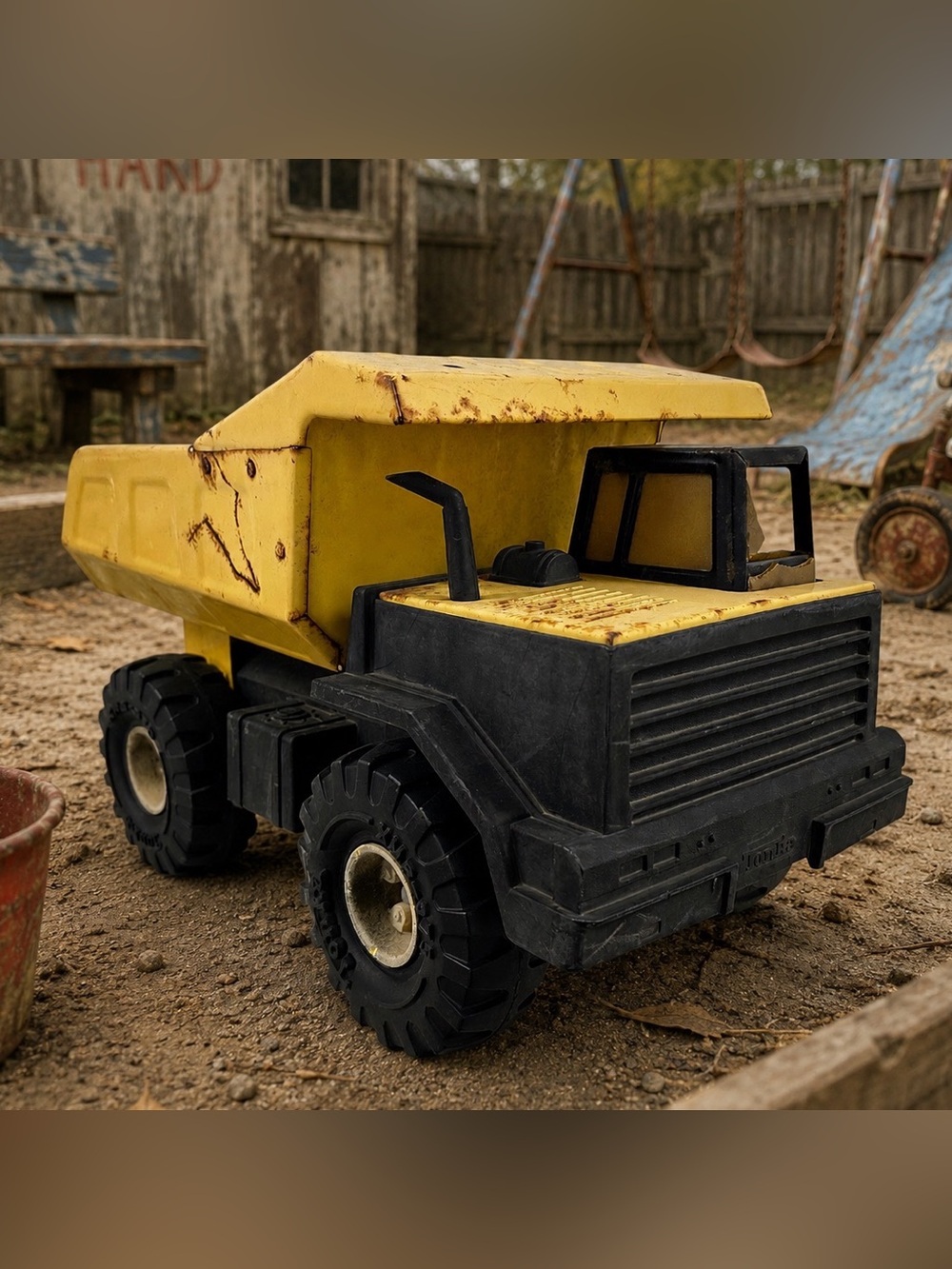 Vintage Tonka Mighty Dump Truck 16” Pressed Steel Yellow Construction Toy